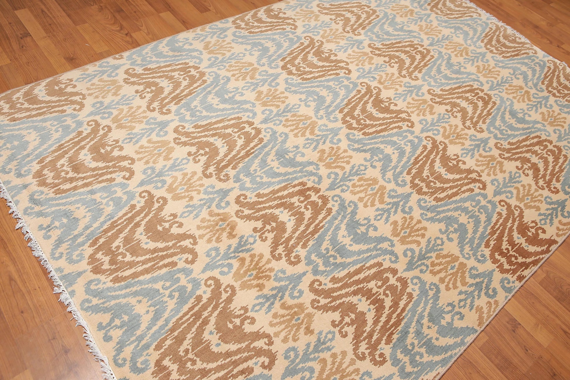 6' x 9' Ikat Design Area Rug Hand Knotted 100% Wool Beige-2