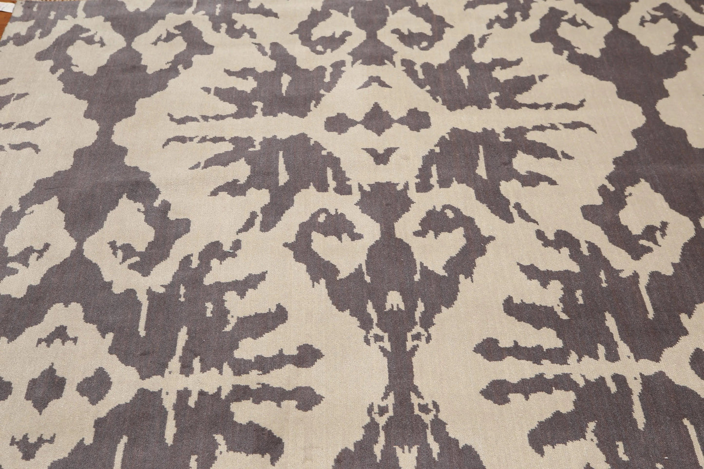 6' x 9' Tone On Tone Abstract Print Hand Knotted 100% Wool Area rug Gray-3