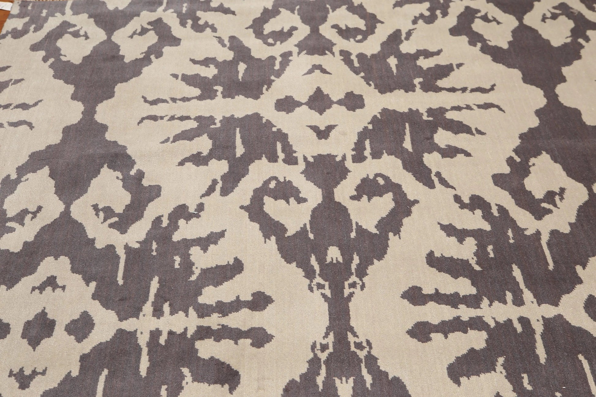 6' x 9' Tone On Tone Abstract Print Hand Knotted 100% Wool Area rug Gray-3