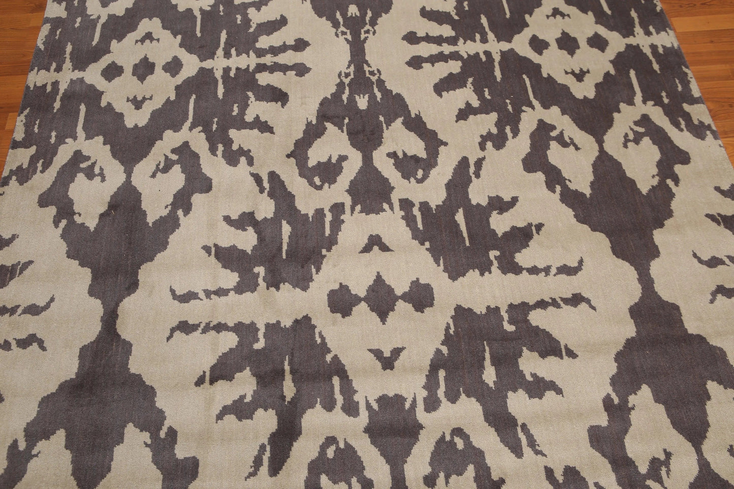 6' x 9' Tone On Tone Abstract Print Hand Knotted 100% Wool Area rug Gray-4
