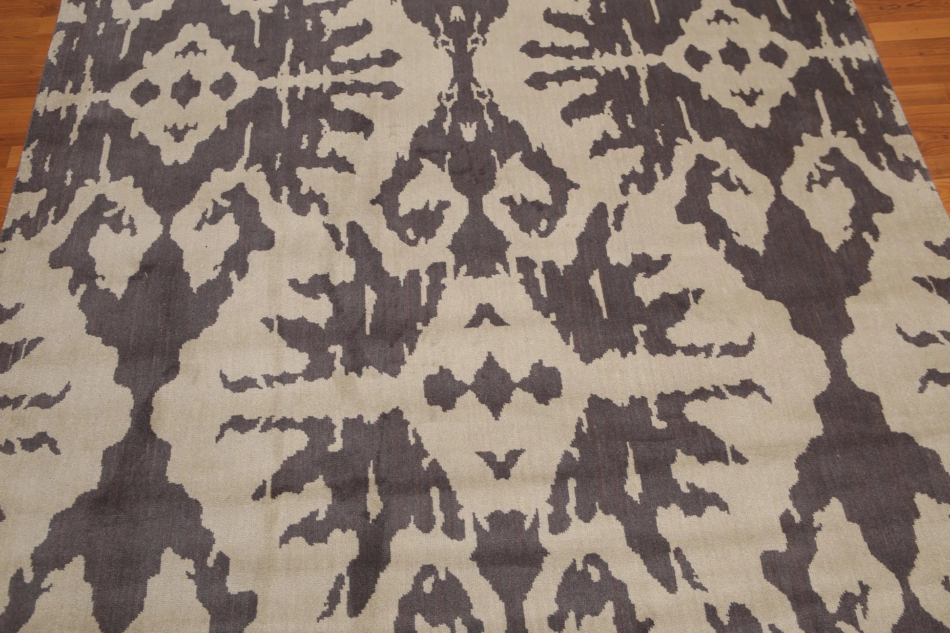 6' x 9' Tone On Tone Abstract Print Hand Knotted 100% Wool Area rug Gray-4