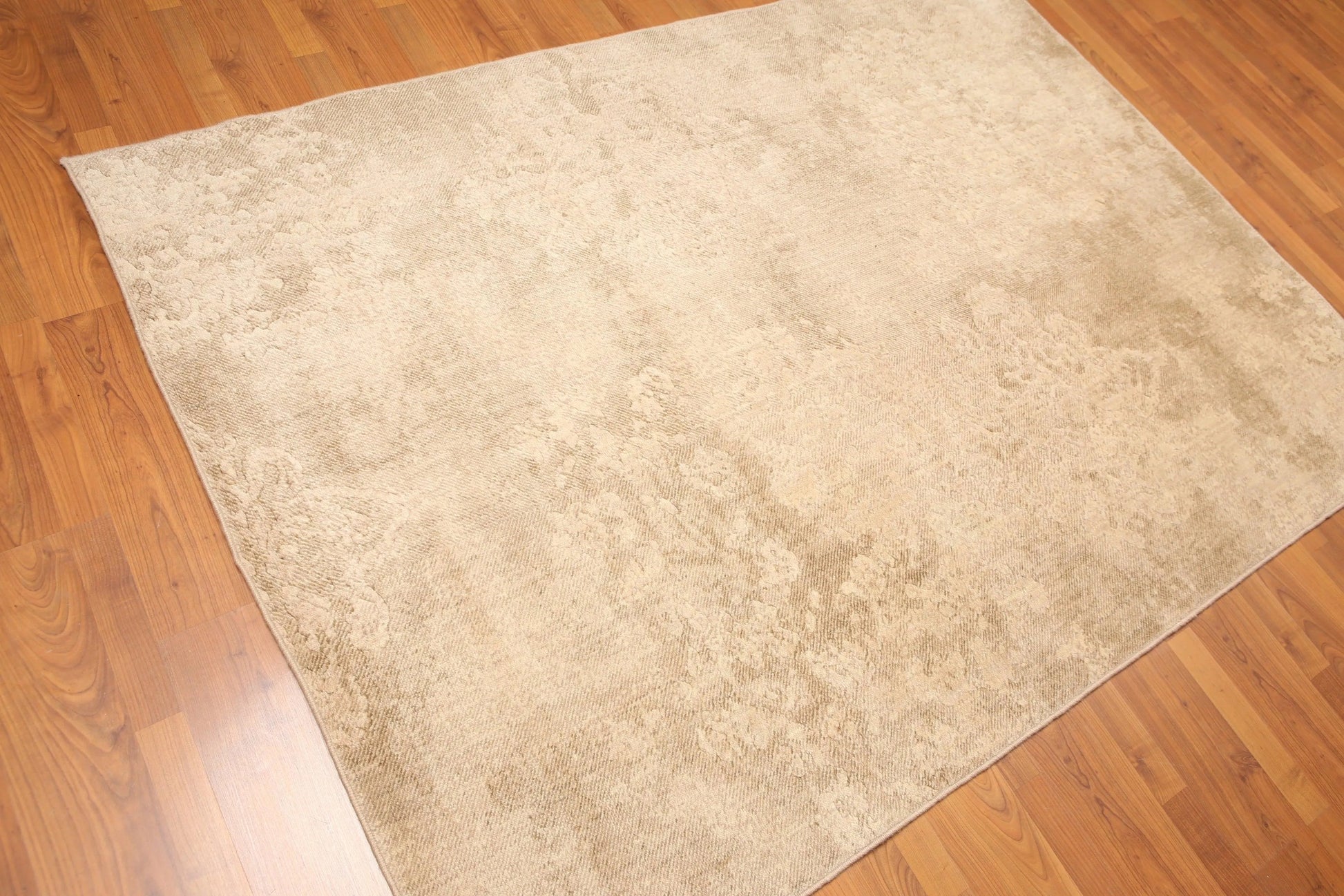 5' x 7' Modern Area Rug Erased Distress Pattern Wool Hand Knotted Tan-1