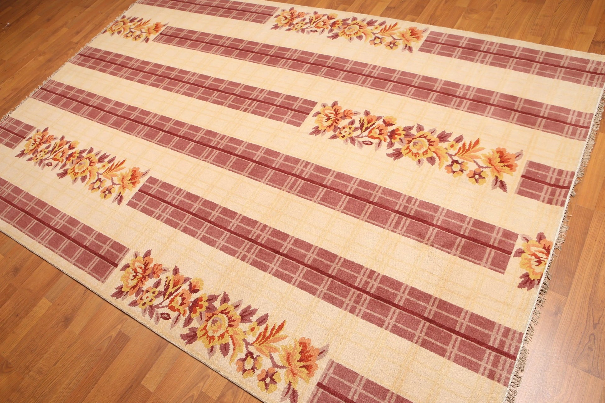 6' x 9' Floral Transitional Area rug Hand Knotted 100% Wool Beige-1