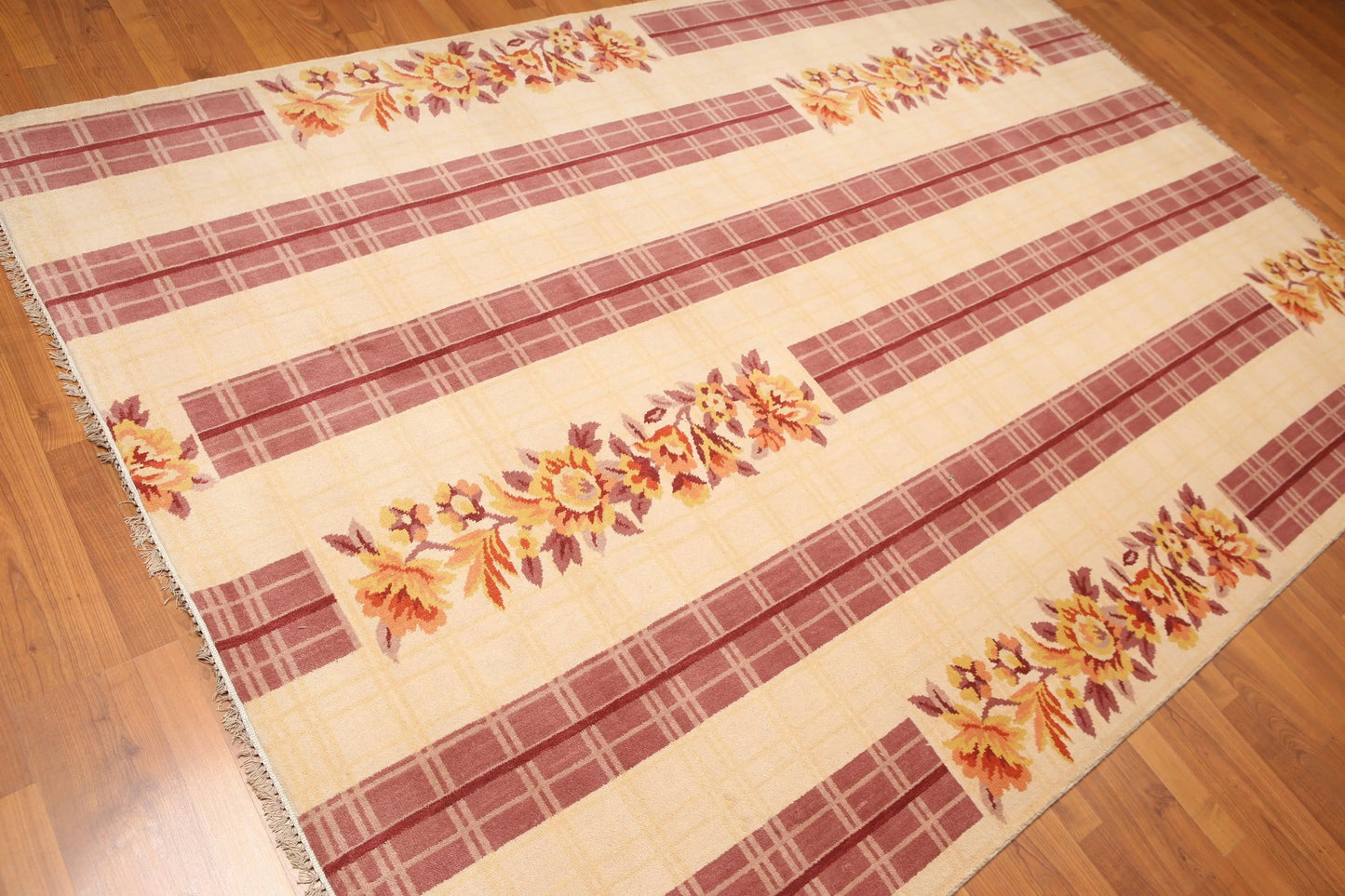 6' x 9' Floral Transitional Area rug Hand Knotted 100% Wool Beige-2