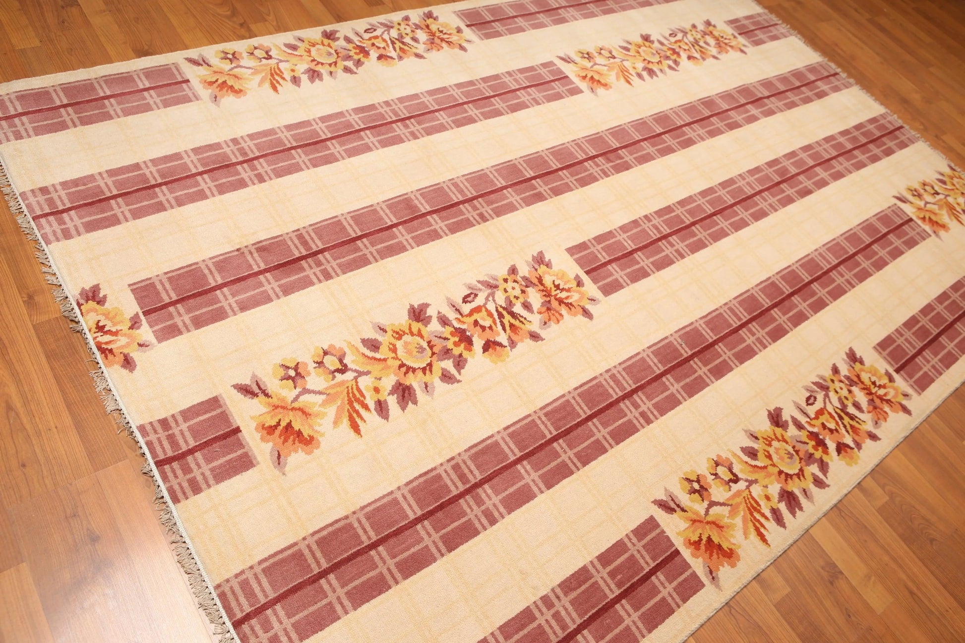 6' x 9' Floral Transitional Area rug Hand Knotted 100% Wool Beige-2