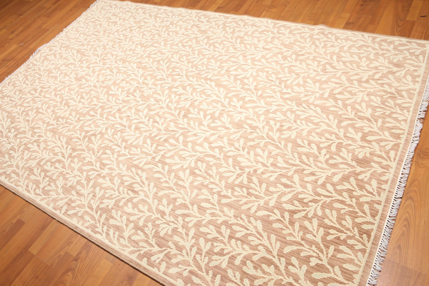 6' x 9' Botanical Hand Knotted Area Rug 100% Wool Taupe-1