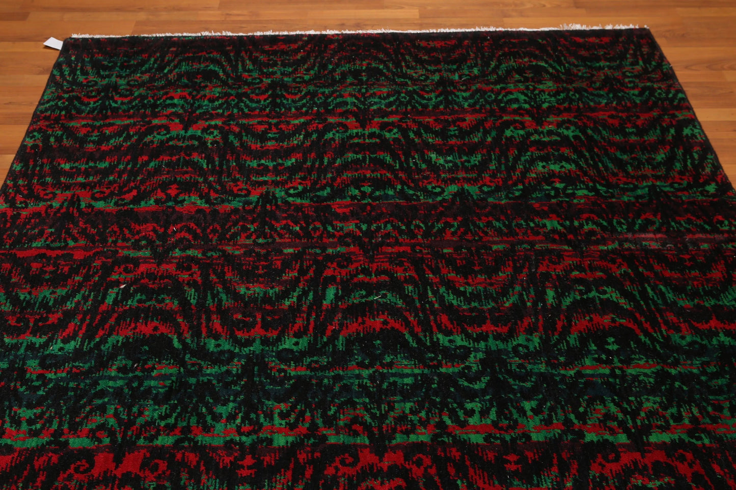 6' x 9' Modern Graphic Area Rug Hand Knotted 100% Wool Green-3