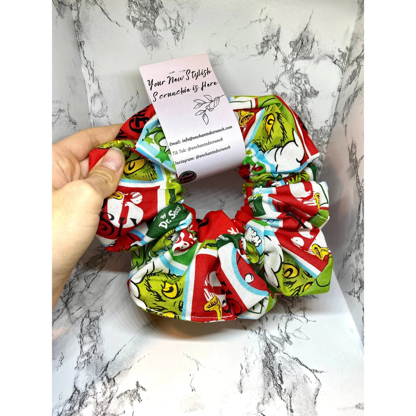 Green and Red Grinch Christmas Set Scrunchie