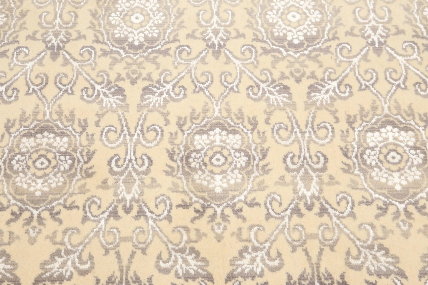 6' x 9' Hand Knotted Damask Area Rug Wool & Bamboo Silk Beige-4
