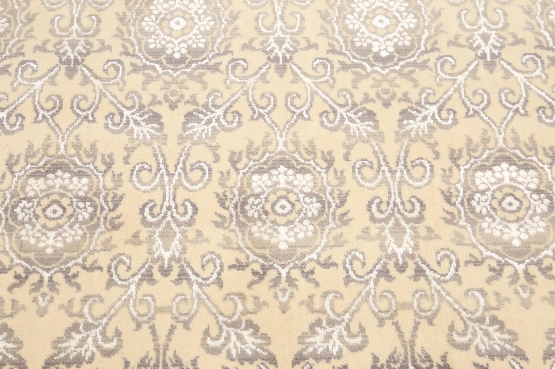 6' x 9' Hand Knotted Damask Area Rug Wool & Bamboo Silk Beige-4