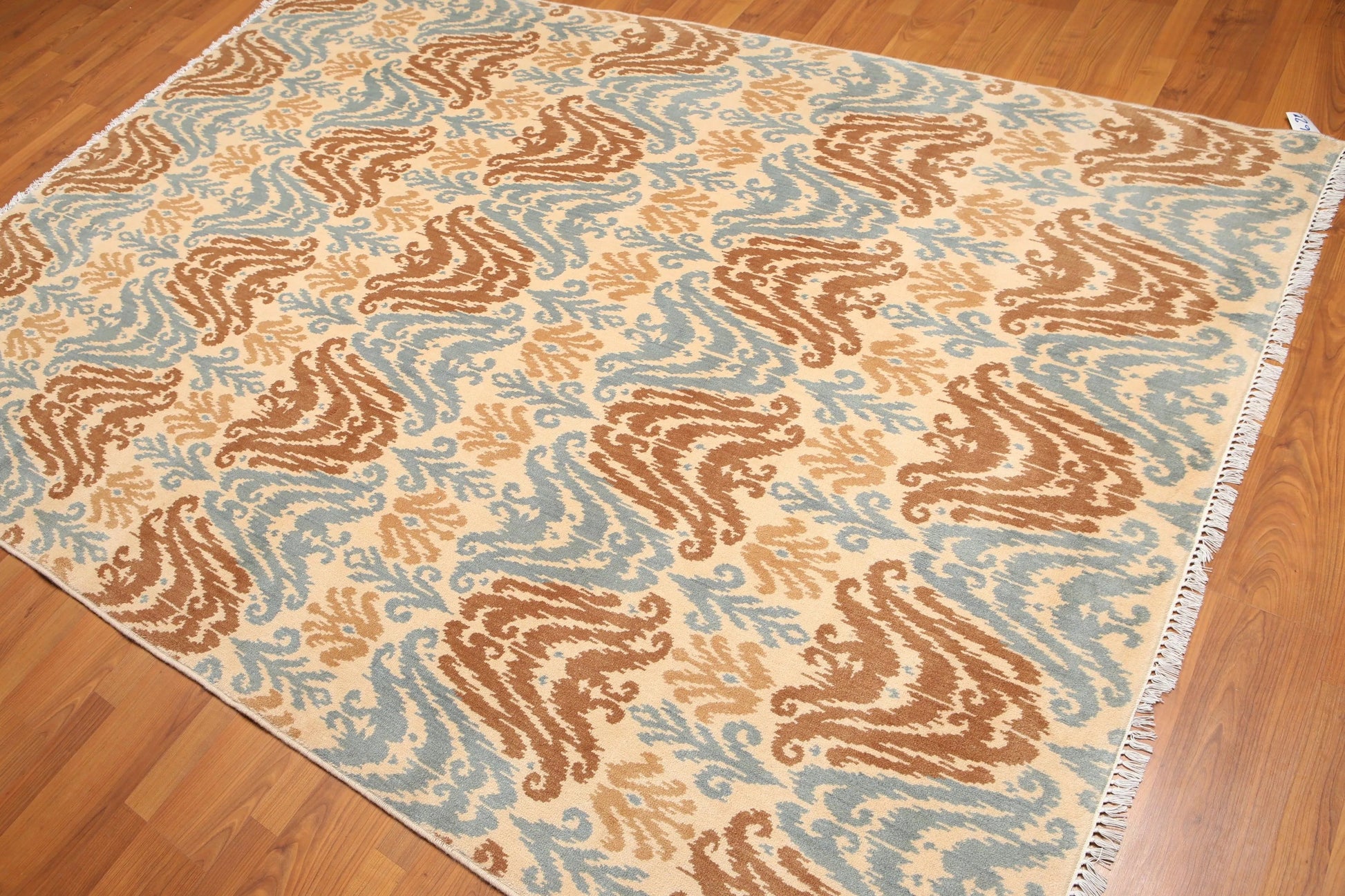 6' x 9' Modern Boho Ikat Area Rug Hand Knotted 100% Wool Beige-1