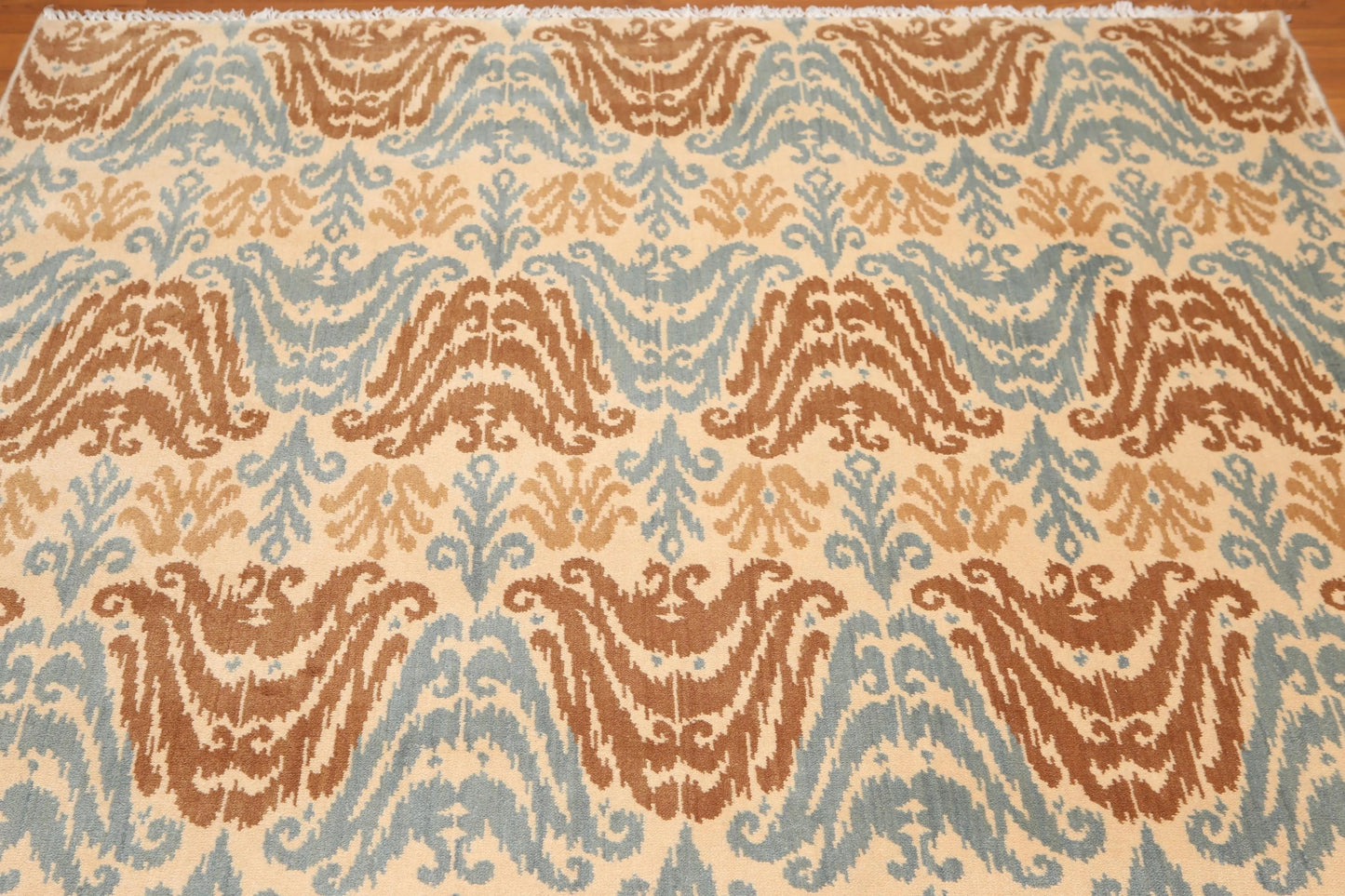 6' x 9' Modern Boho Ikat Area Rug Hand Knotted 100% Wool Beige-3