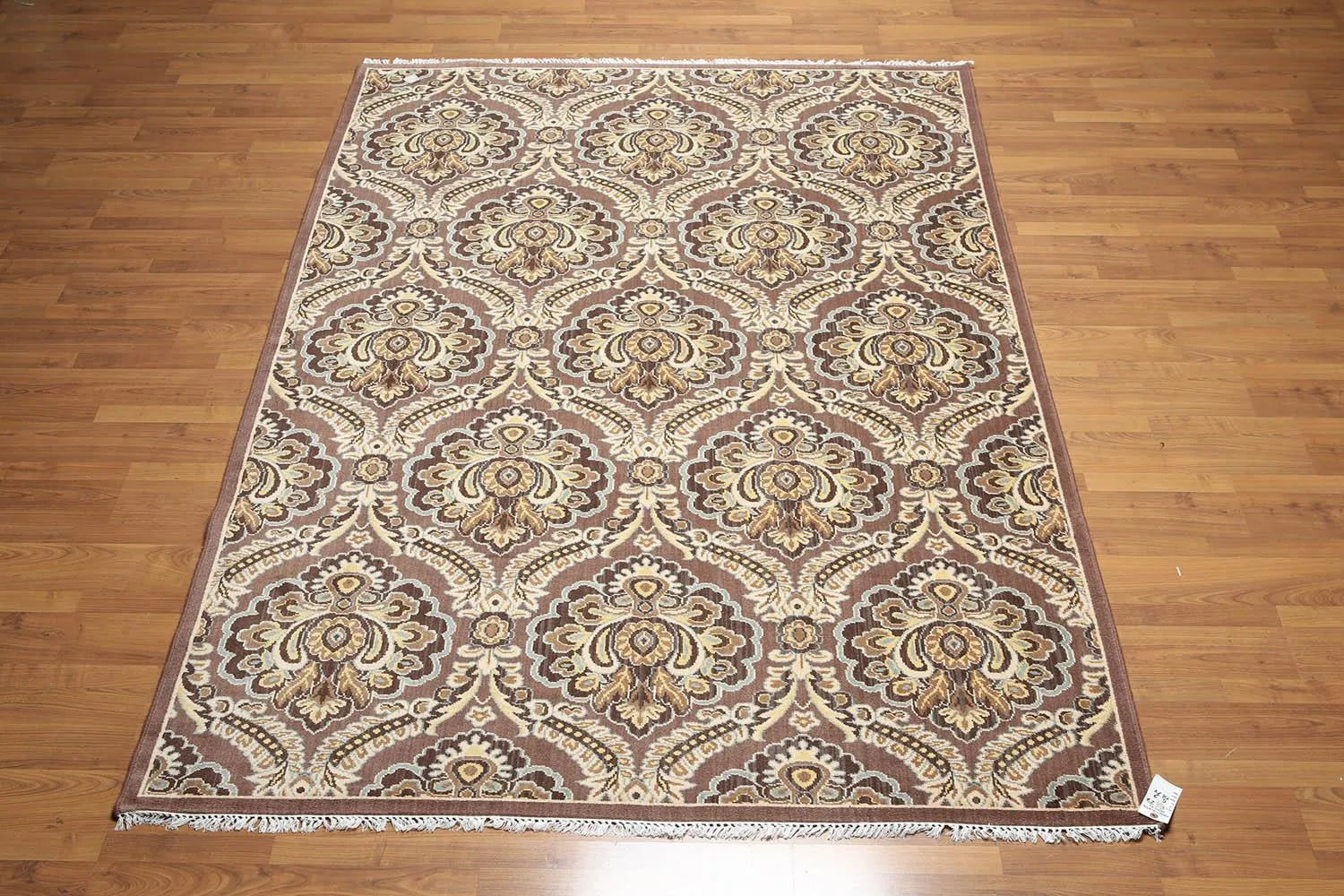 6x9 Brown, Beige Hand knotted Transitional Wool Oriental Area Rug-2