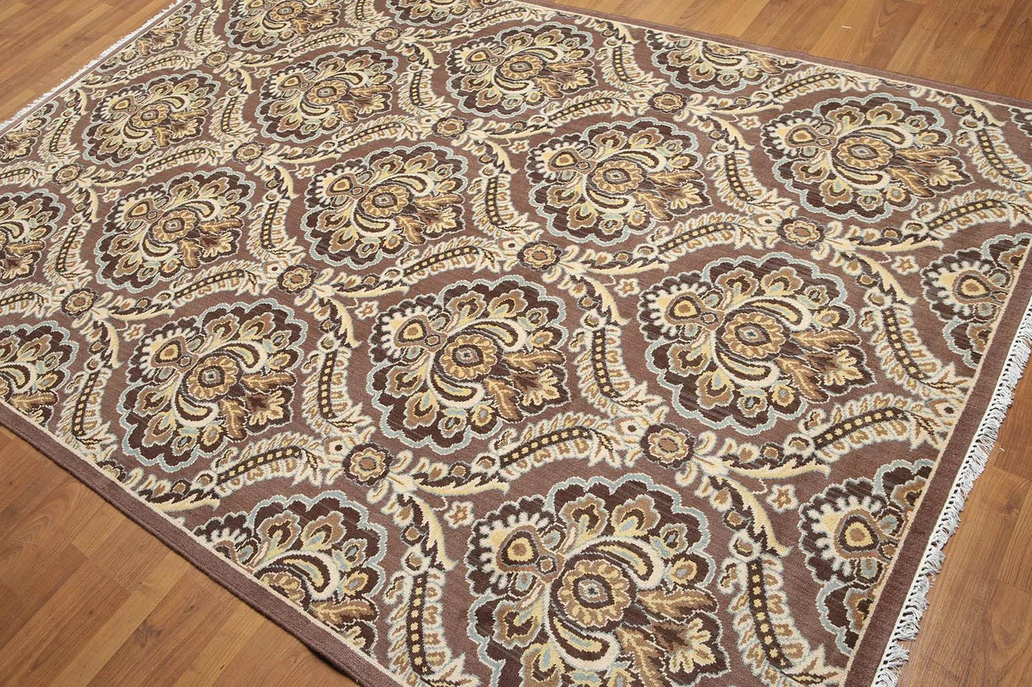 6x9 Brown, Beige Hand knotted Transitional Wool Oriental Area Rug-3