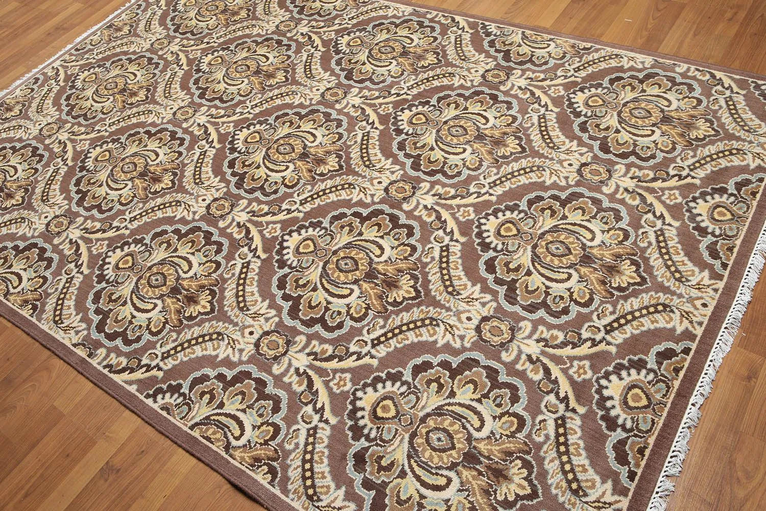 6x9 Brown, Beige Hand knotted Transitional Wool Oriental Area Rug-3