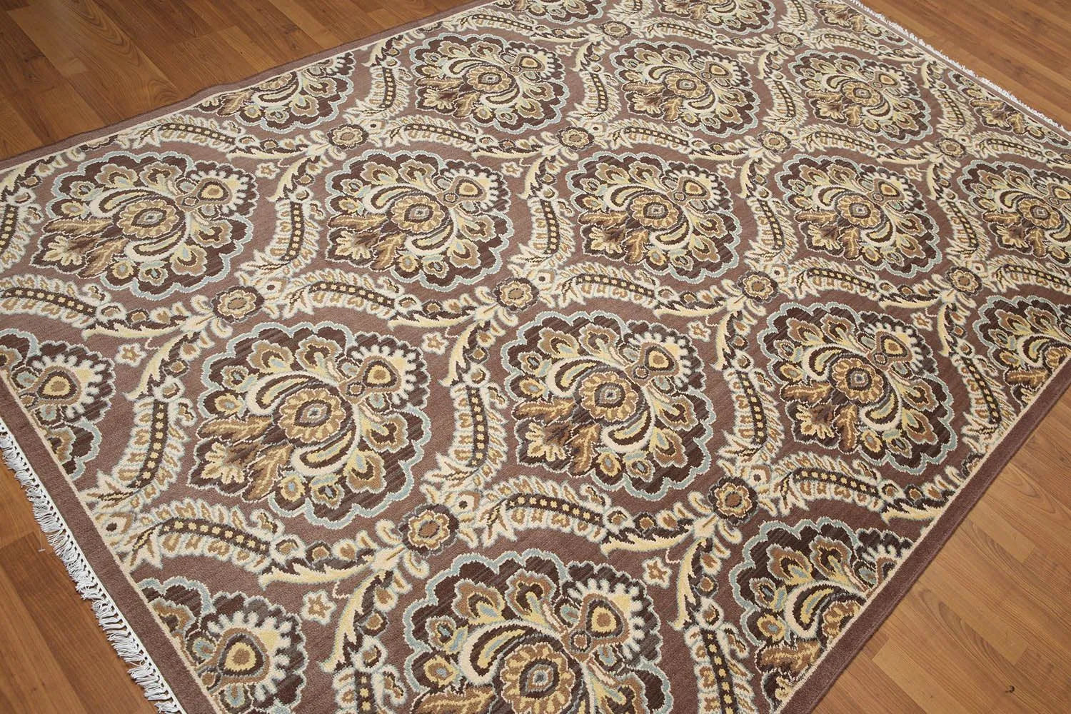6x9 Brown, Beige Hand knotted Transitional Wool Oriental Area Rug-4