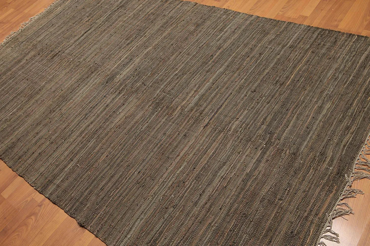 6x9 Tone on Tone Leather Flat Pile Modern & Contemporary Oriental Area Rug-0