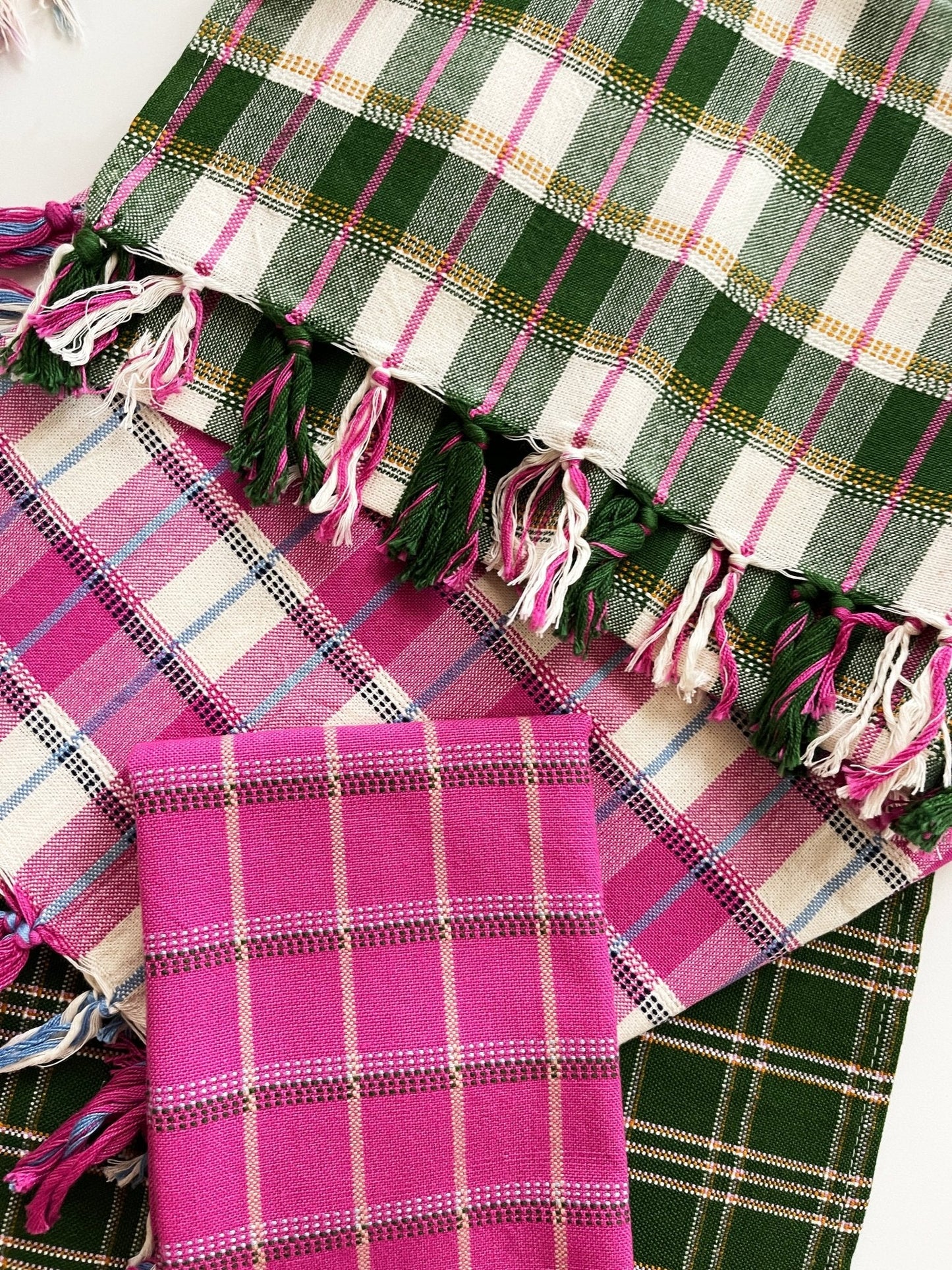 San Andres Gingham Pink & White Kitchen Towel
