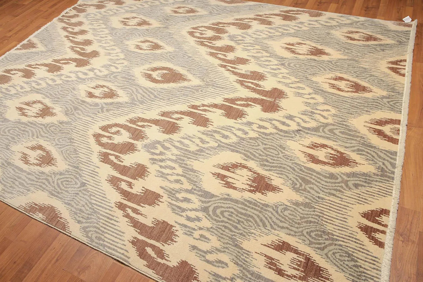8' x 10' Hand Knotted 100% Wool Ikat Bold Design Oriental Area Rug Beige-2