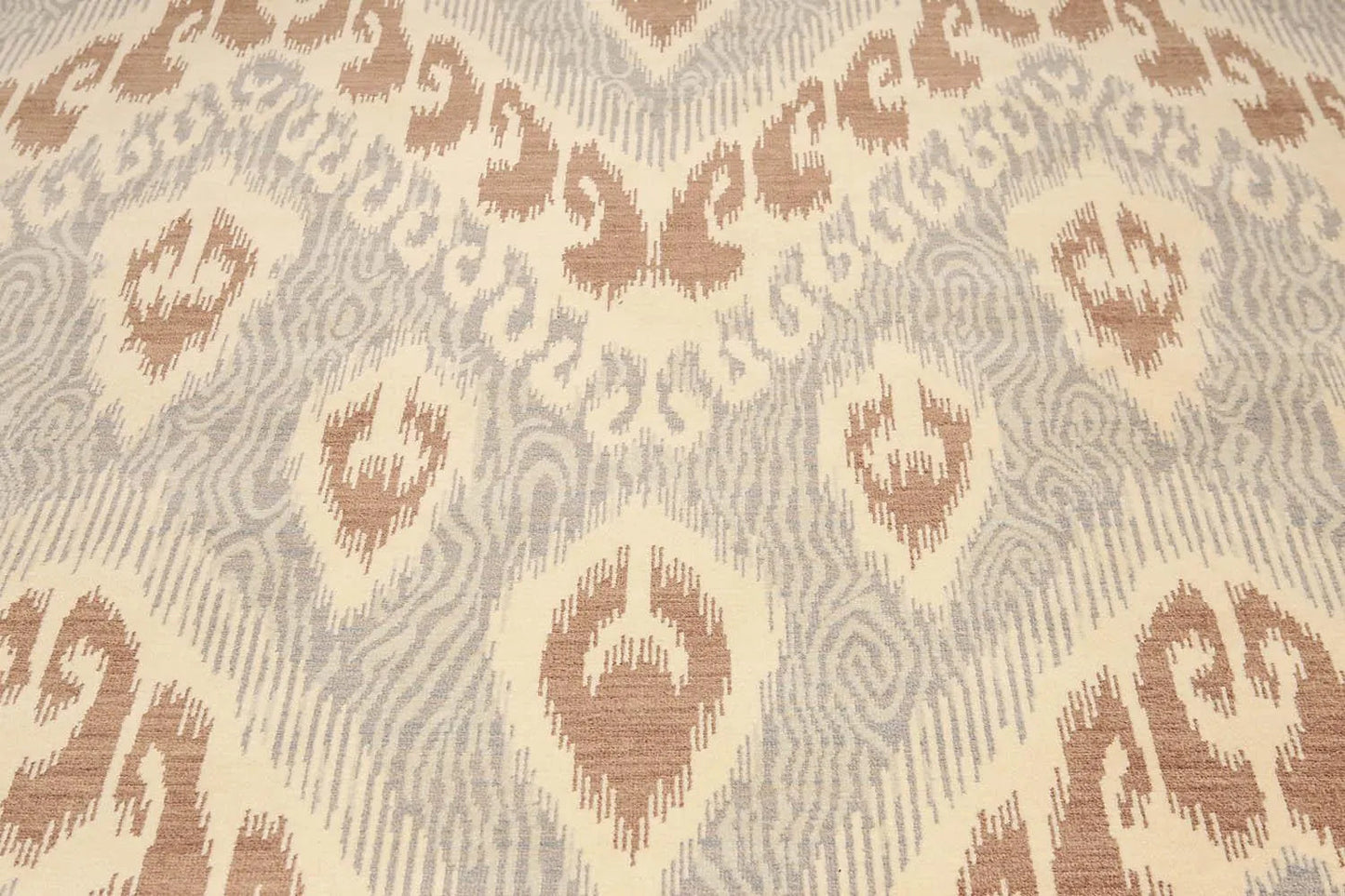 8' x 10' Hand Knotted 100% Wool Ikat Bold Design Oriental Area Rug Beige-4