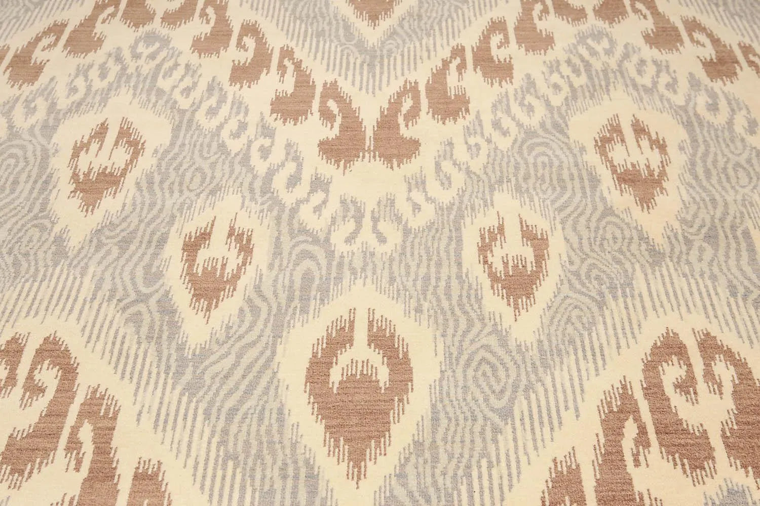 8' x 10' Hand Knotted 100% Wool Ikat Bold Design Oriental Area Rug Beige-4