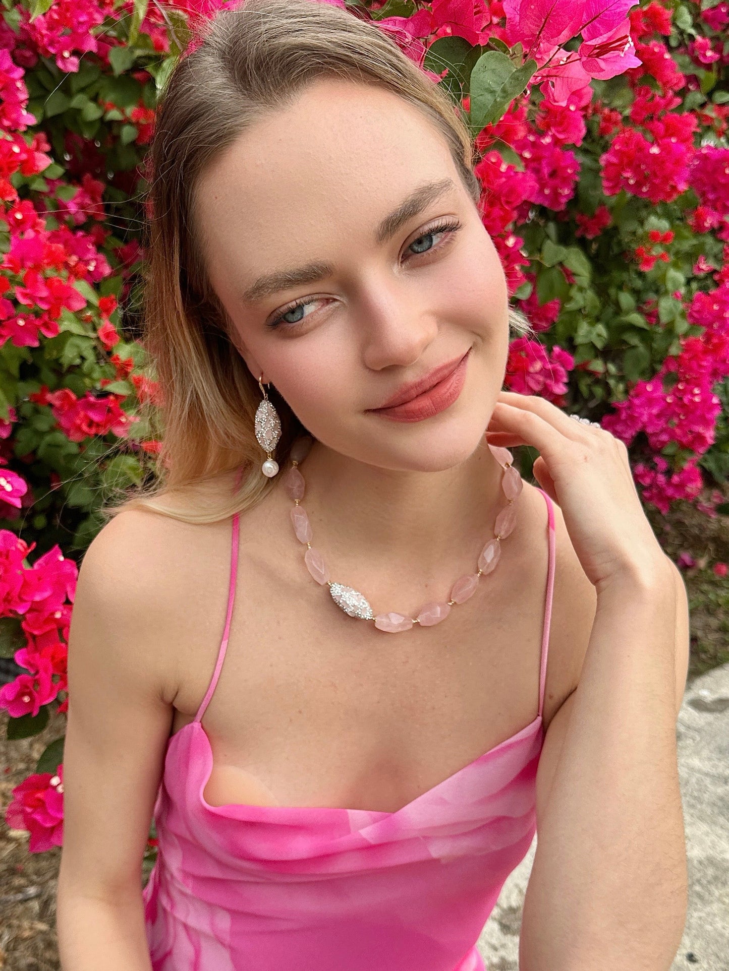 Rose Quartz Elegance Necklace LN010-2