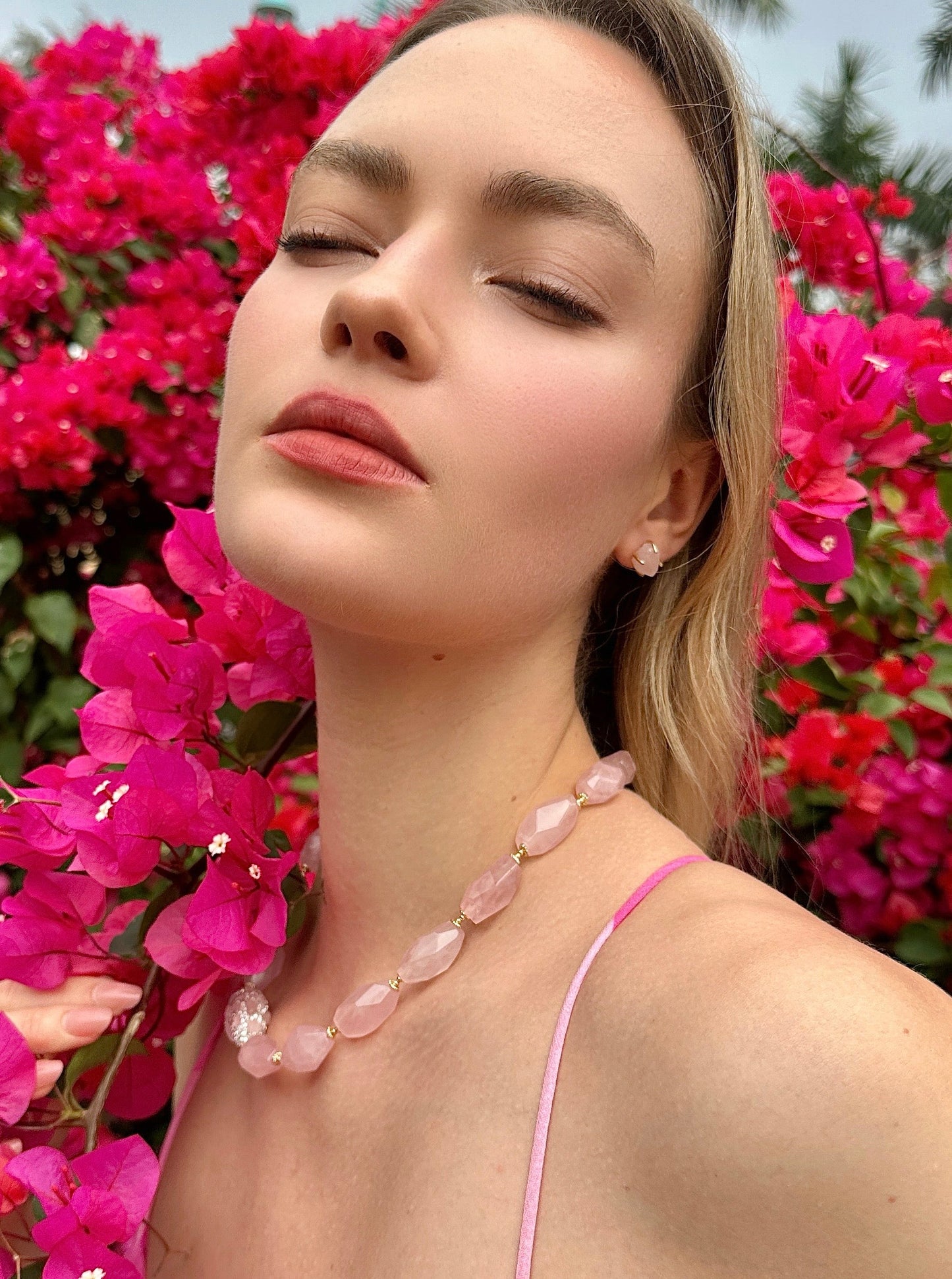 Rose Quartz Elegance Necklace LN010-3