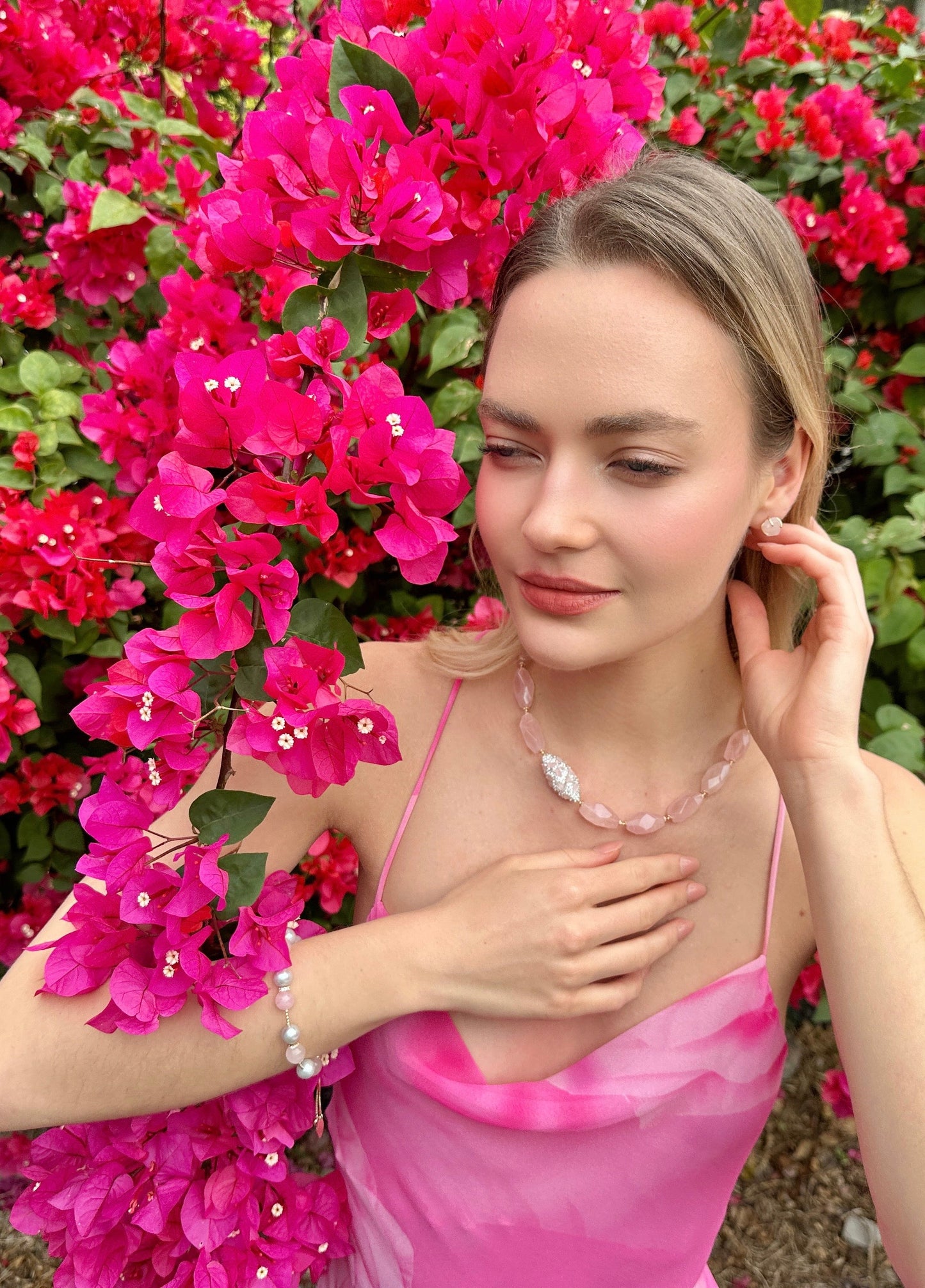 Rose Quartz Elegance Necklace LN010-4