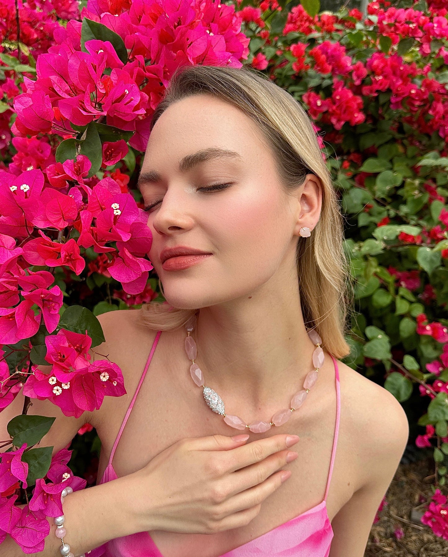 Rose Quartz Elegance Necklace LN010-0