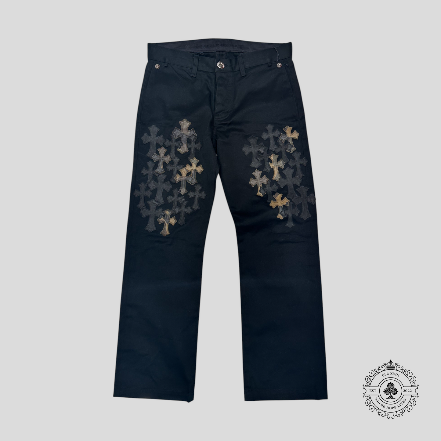Chrome Hearts Leather Cross Patch Chinos in Black/Camo