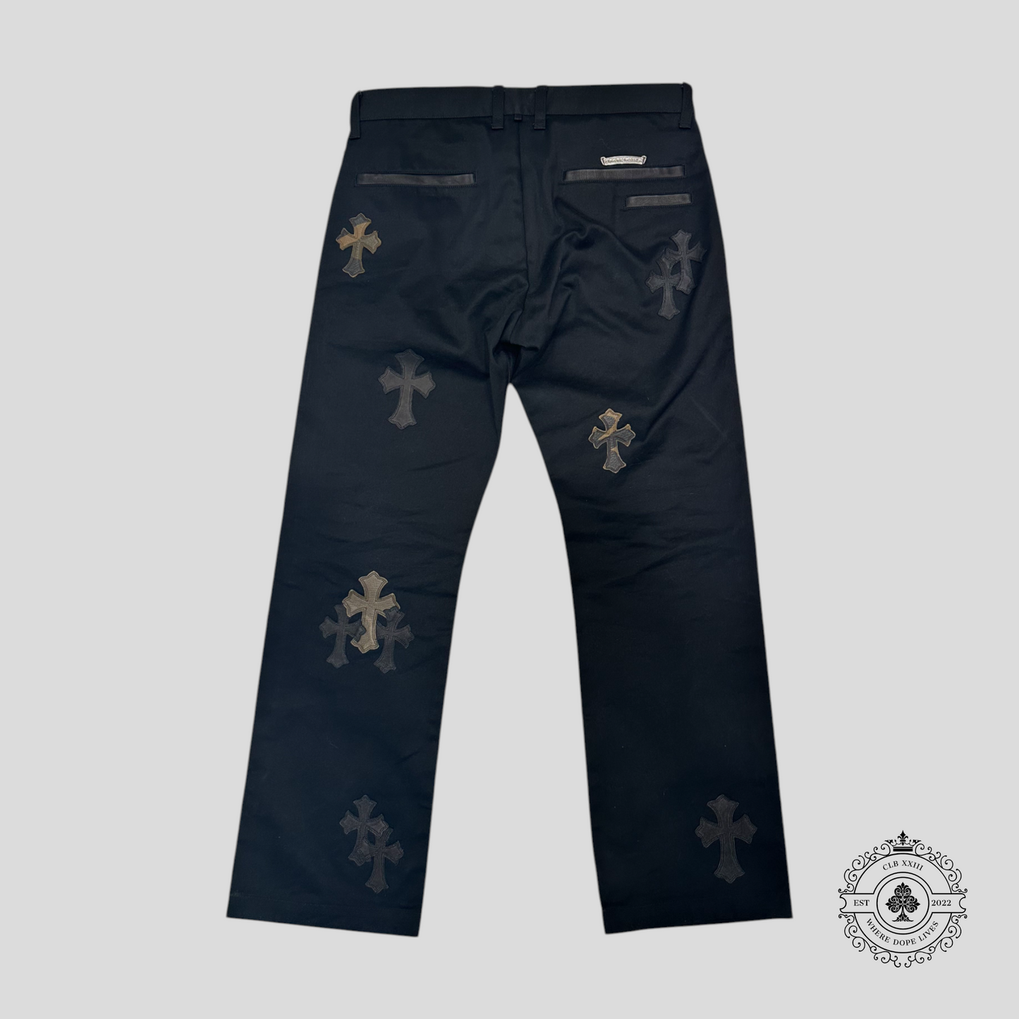 Chrome Hearts Leather Cross Patch Chinos in Black/Camo
