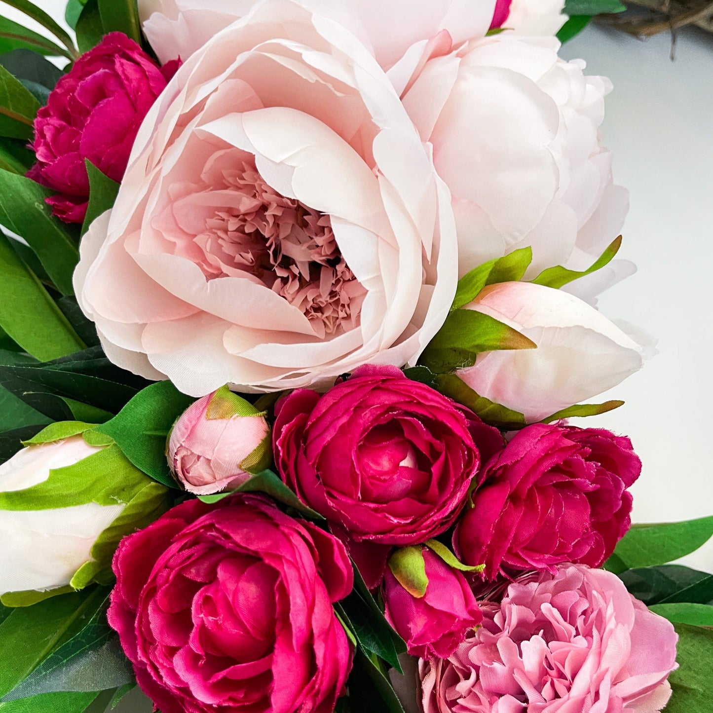 Pink Peony and Ranunculus Spring Wreath