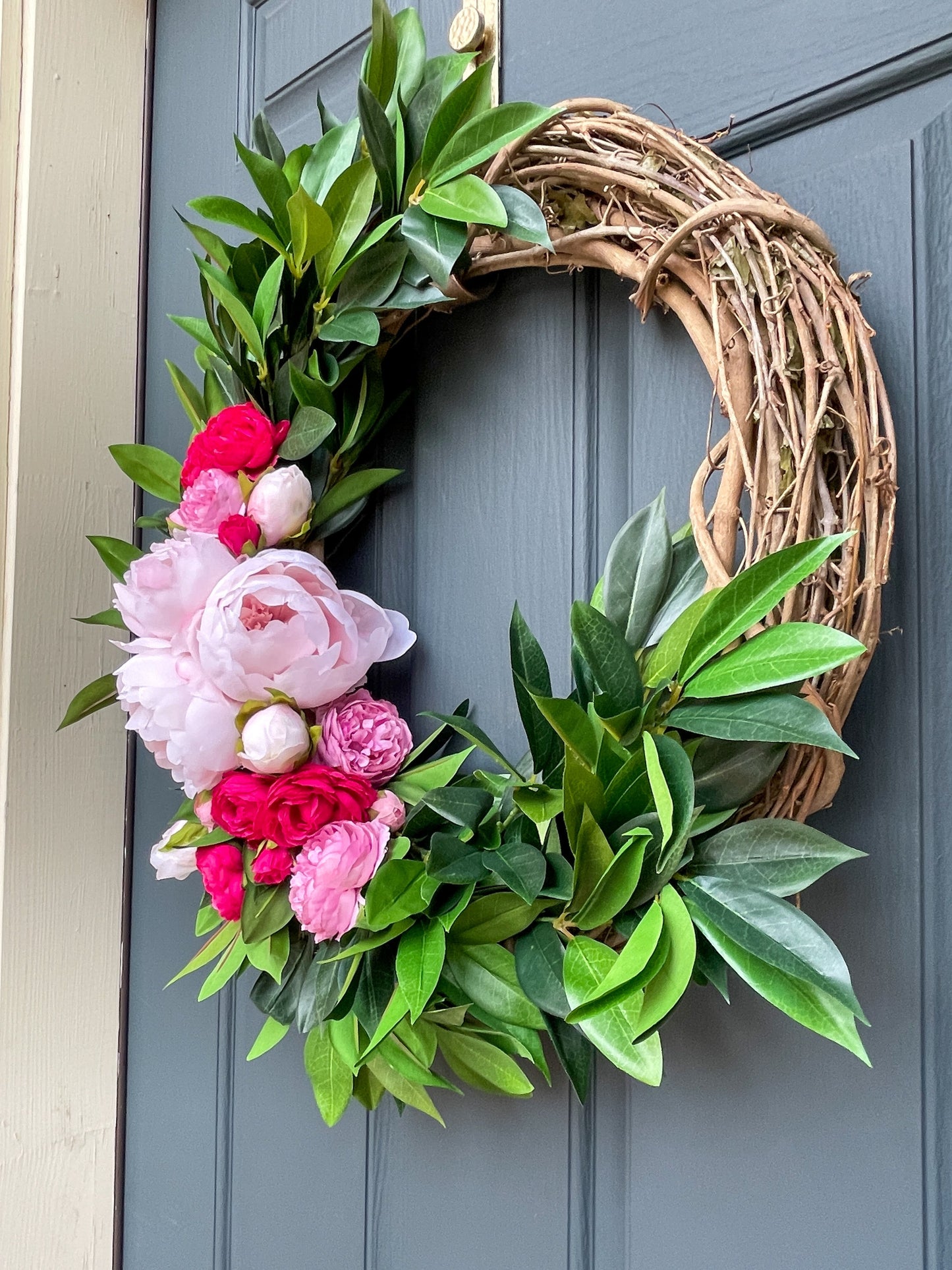 Pink Peony and Ranunculus Spring Wreath