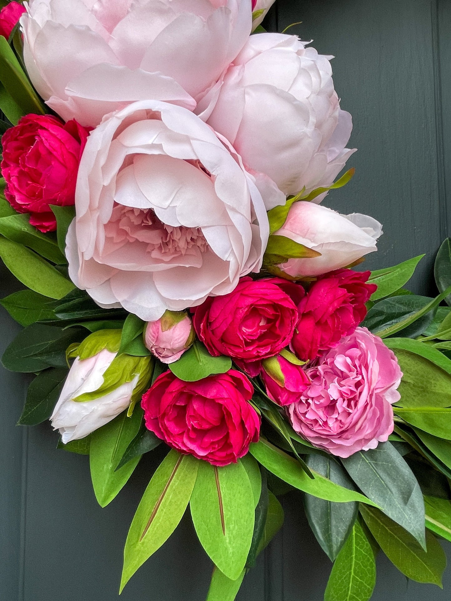 Pink Peony and Ranunculus Spring Wreath