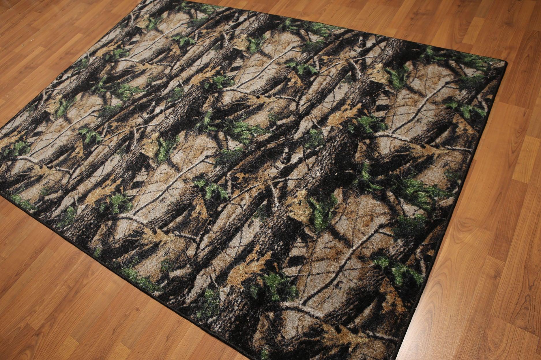 5'4"x7'8" Black, Green, Beige, Multi Color Machine Made Polypropylene Indonesian High Density Hand Carved Effect Modern Oriental Rug-0