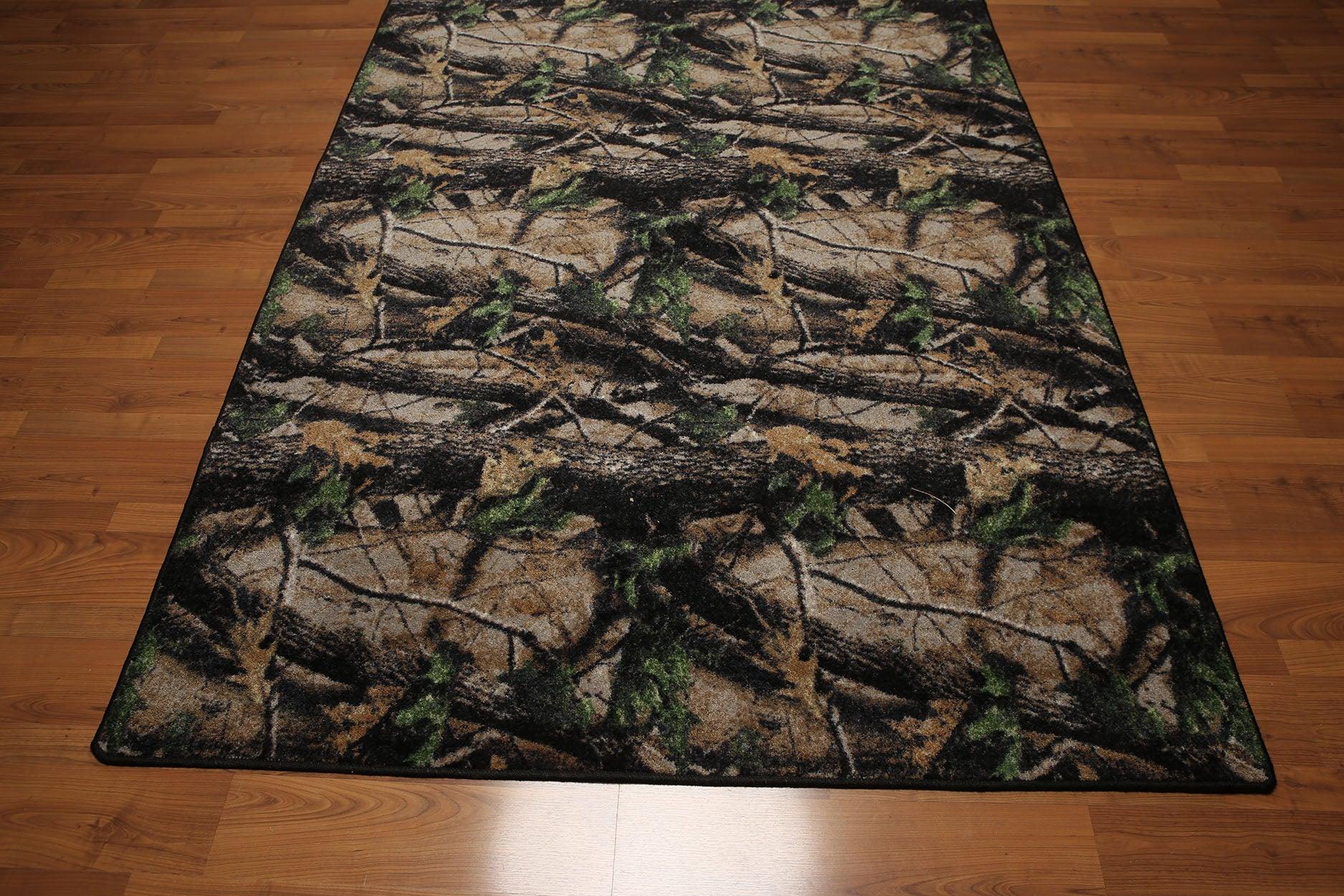 5'4"x7'8" Black, Green, Beige, Multi Color Machine Made Polypropylene Indonesian High Density Hand Carved Effect Modern Oriental Rug-3
