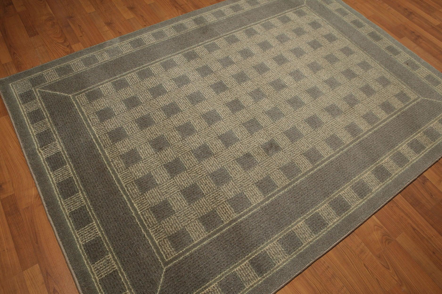 5'4"x7'8" Gray, Olive Green, Multi Color Machine Made Polypropylene Indonesian High Density Hand Carved Effect Modern Oriental Rug-1