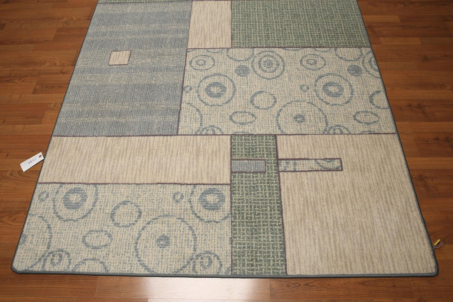 5'4"x7'8" Blue, Beige, Green, Multi Color Machine Made Polypropylene Indonesian High Density Hand Carved Effect Modern Oriental Rug With one edge damaged-3