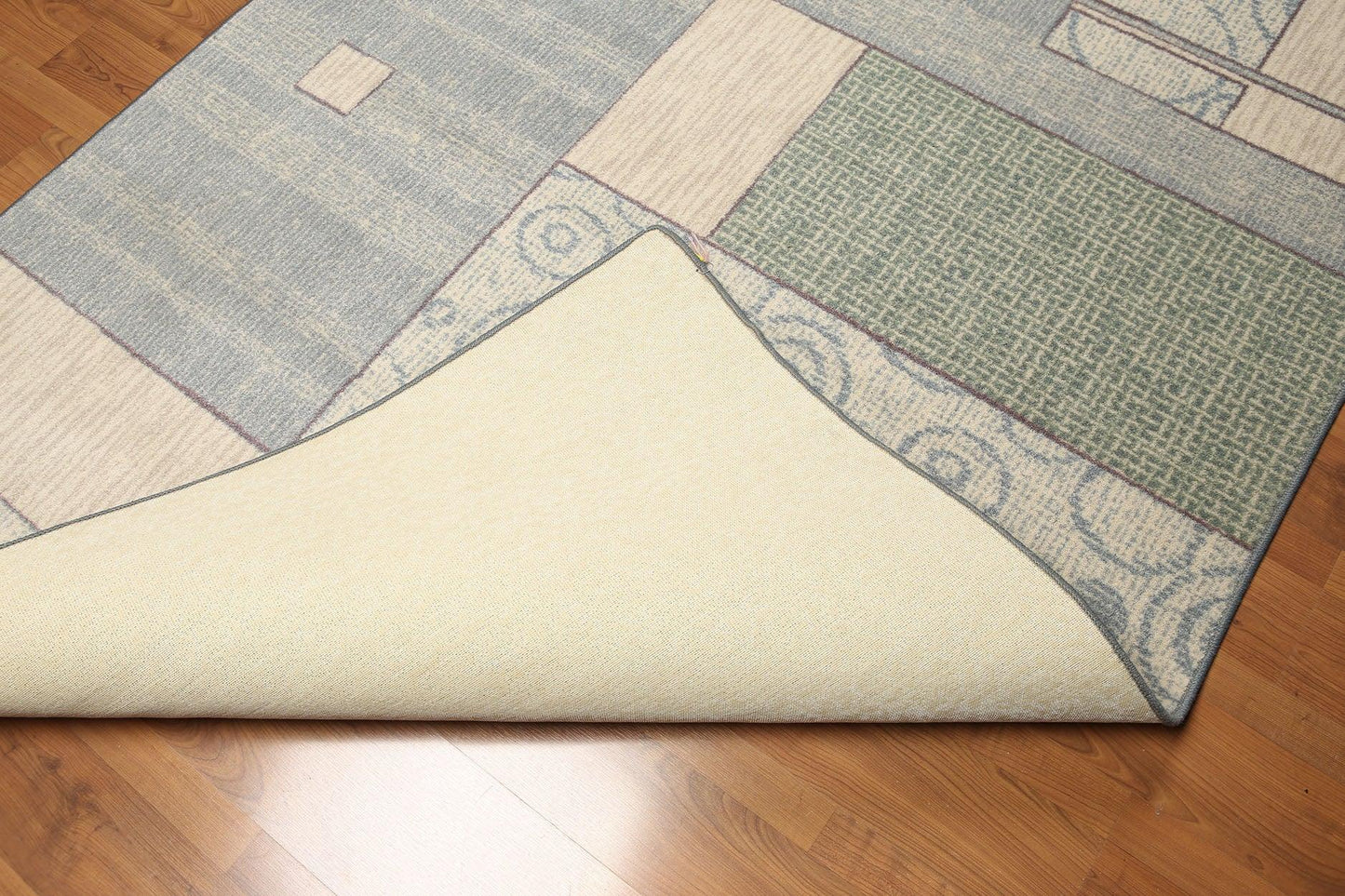 5'4"x7'8" Blue, Beige, Green, Multi Color Machine Made Polypropylene Indonesian High Density Hand Carved Effect Modern Oriental Rug With one edge damaged-4