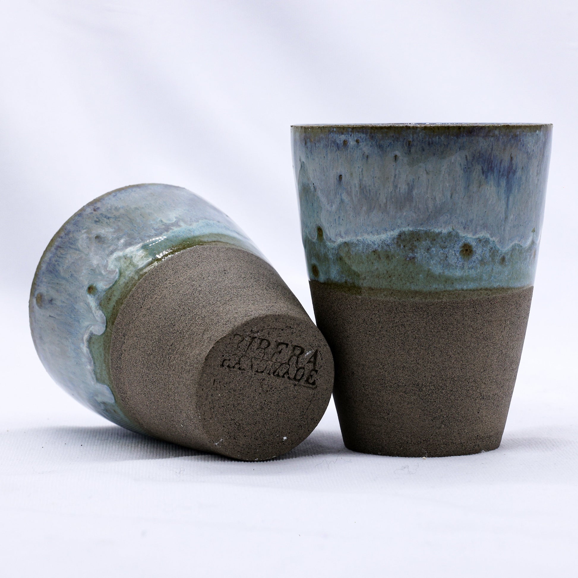 Bluvio Quadra Handmade Ceramic Smoked Grey Stoneware Tall Ceramic Cup-3