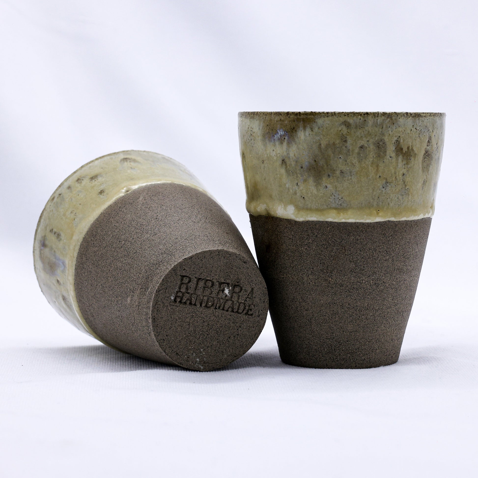TerraBlu Quadra Handmade Ceramic Smoked Grey Stoneware Tall Ceramic Cup-3