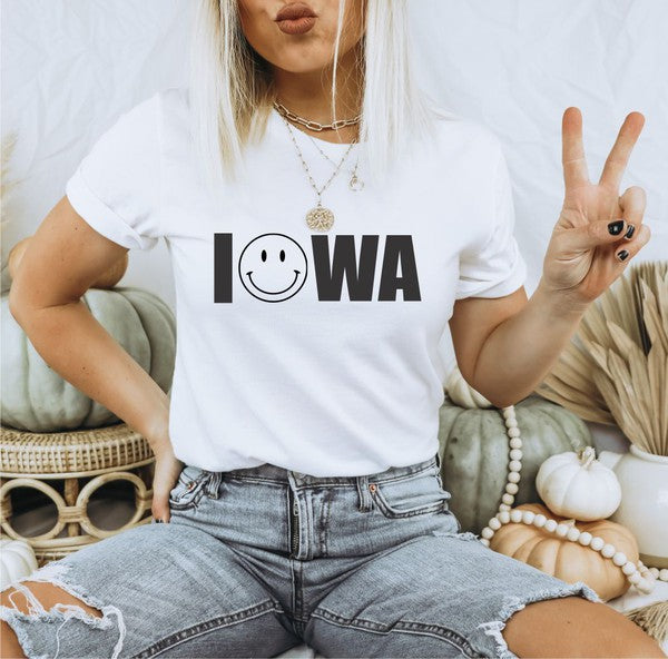 IOWA Smiley Face (Black and white Print) Crew Neck Softstyle Tee 