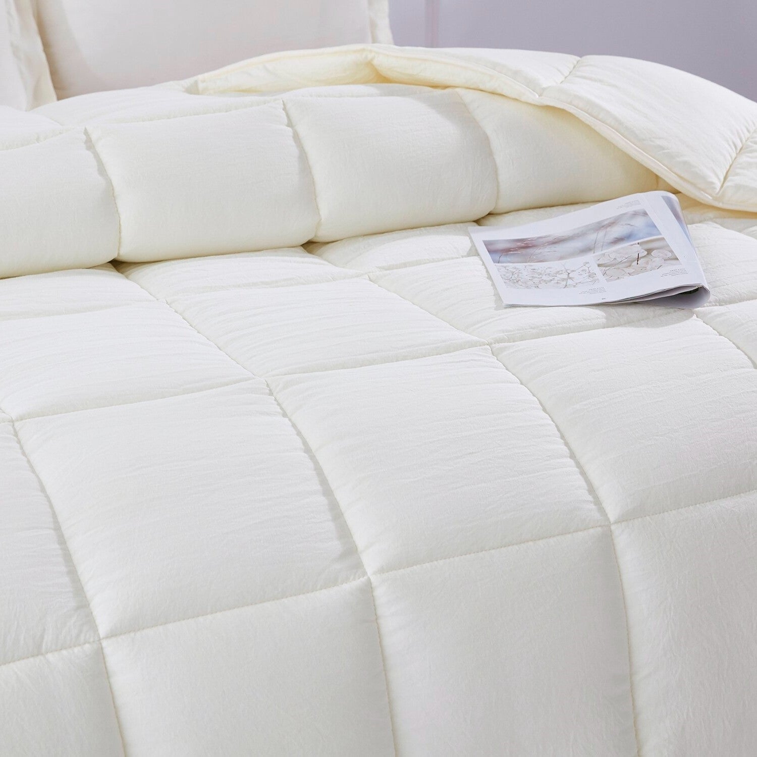 King Size Off White 3 Piece Microfiber Reversible Comforter Set-1