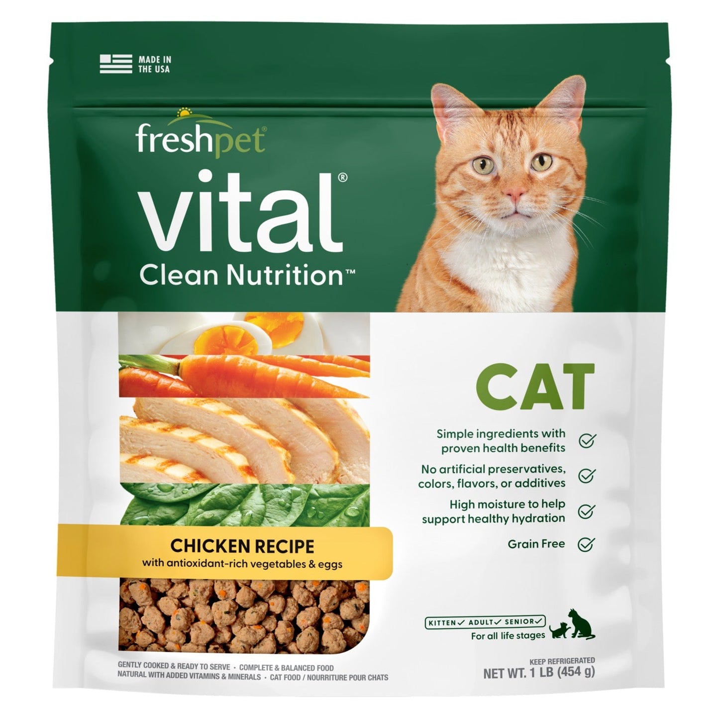 Freshpet Vital Grain Free Chicken Recipe w/ Vegetables & Eggs Cat Food (1lb)