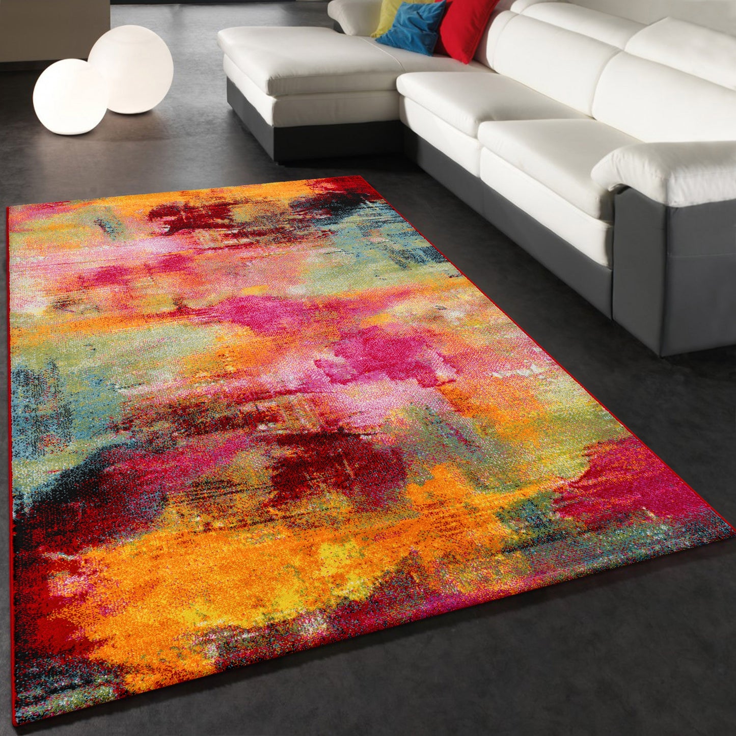 Colorful Area Rug Canvas Artful Design - Multicolor-0