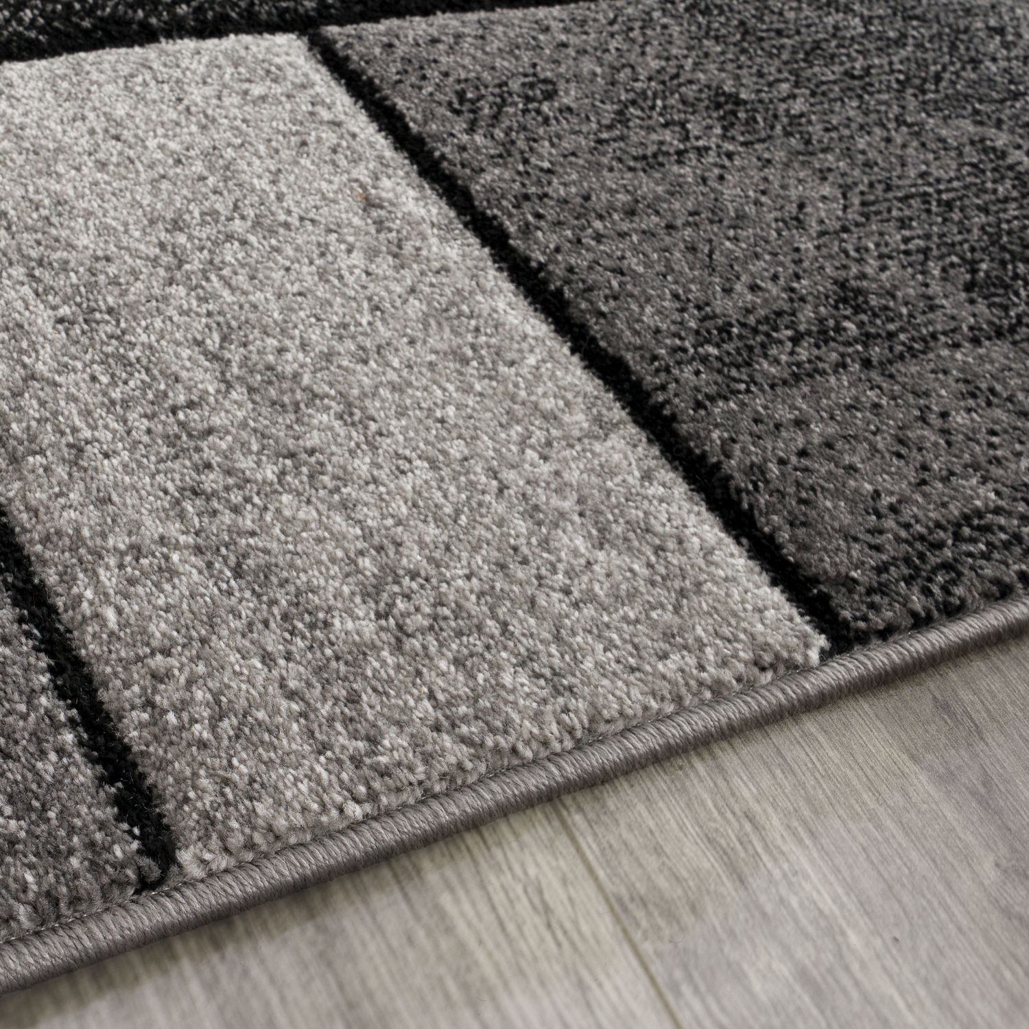 Area Rug Brilliance with Geometric Squares in Black White-2