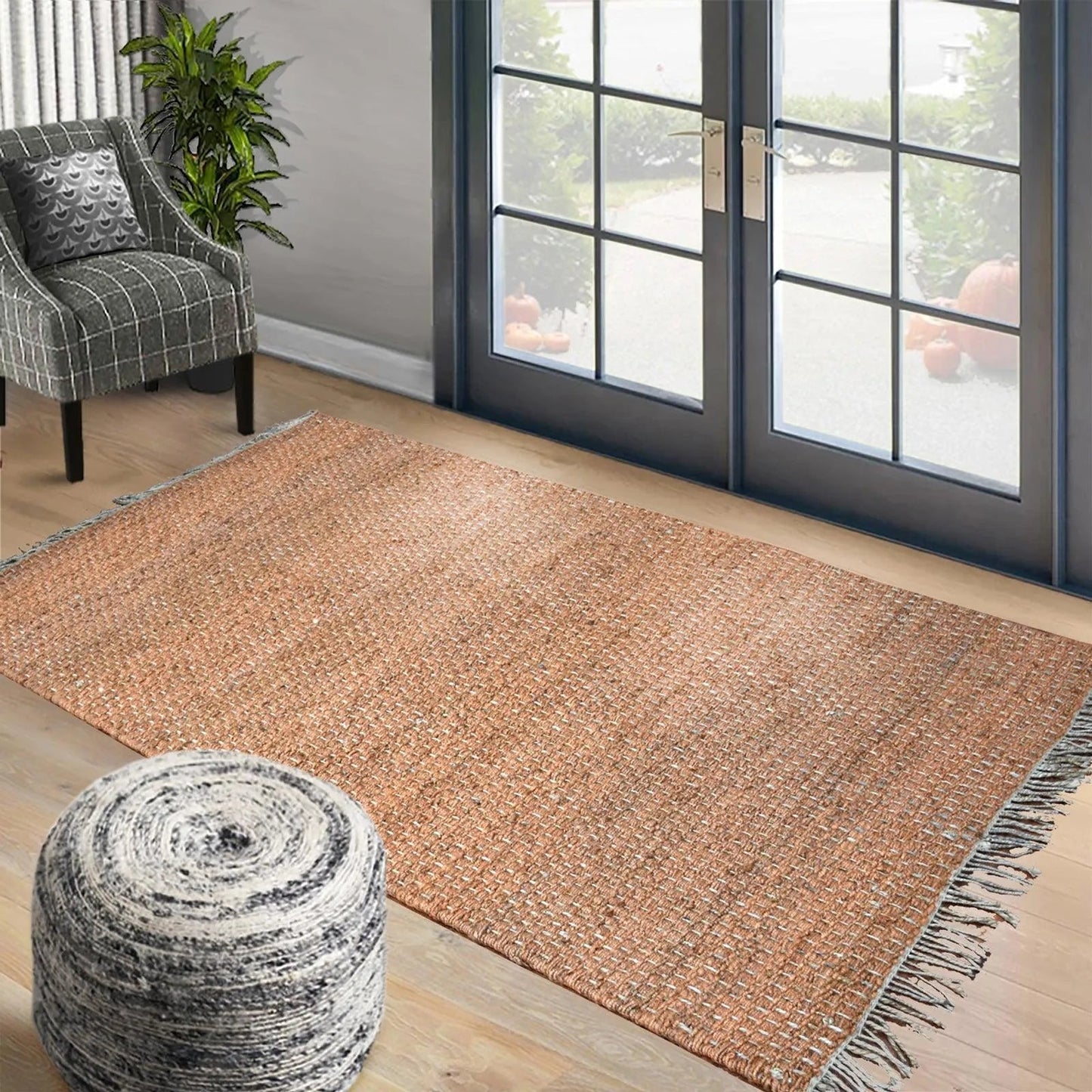 Multi Size Hand Woven Flat Weave 100% Jute Ineas Traditional Oriental Area Rug-2