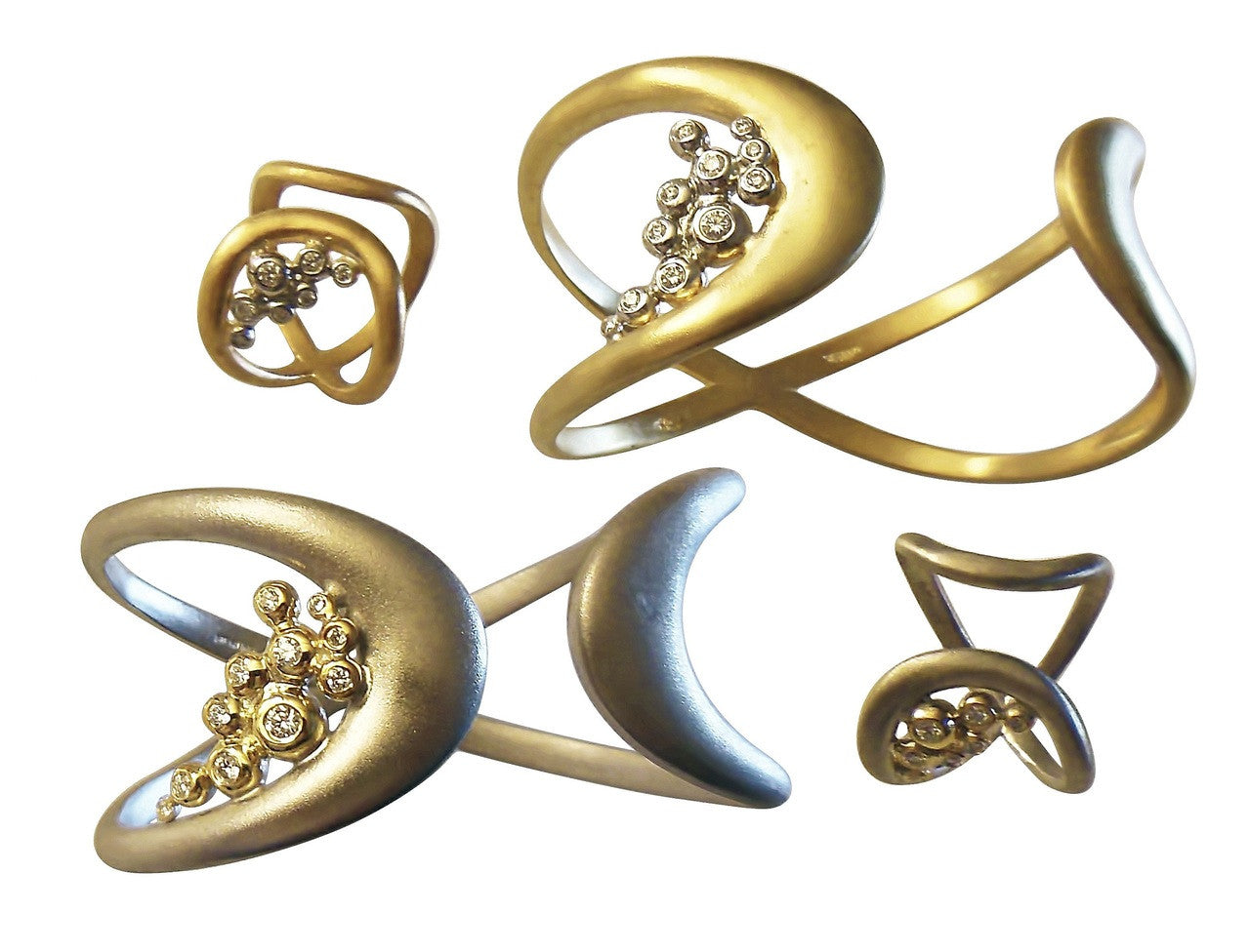 Infinity Cuff Ring: Overflowing Diamond Dots. 18K Gold-9