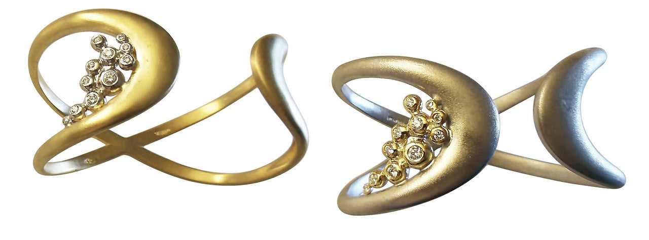 Infinity Cuff Bracelet: Overflowing Diamond Dots. 14K Gold-4