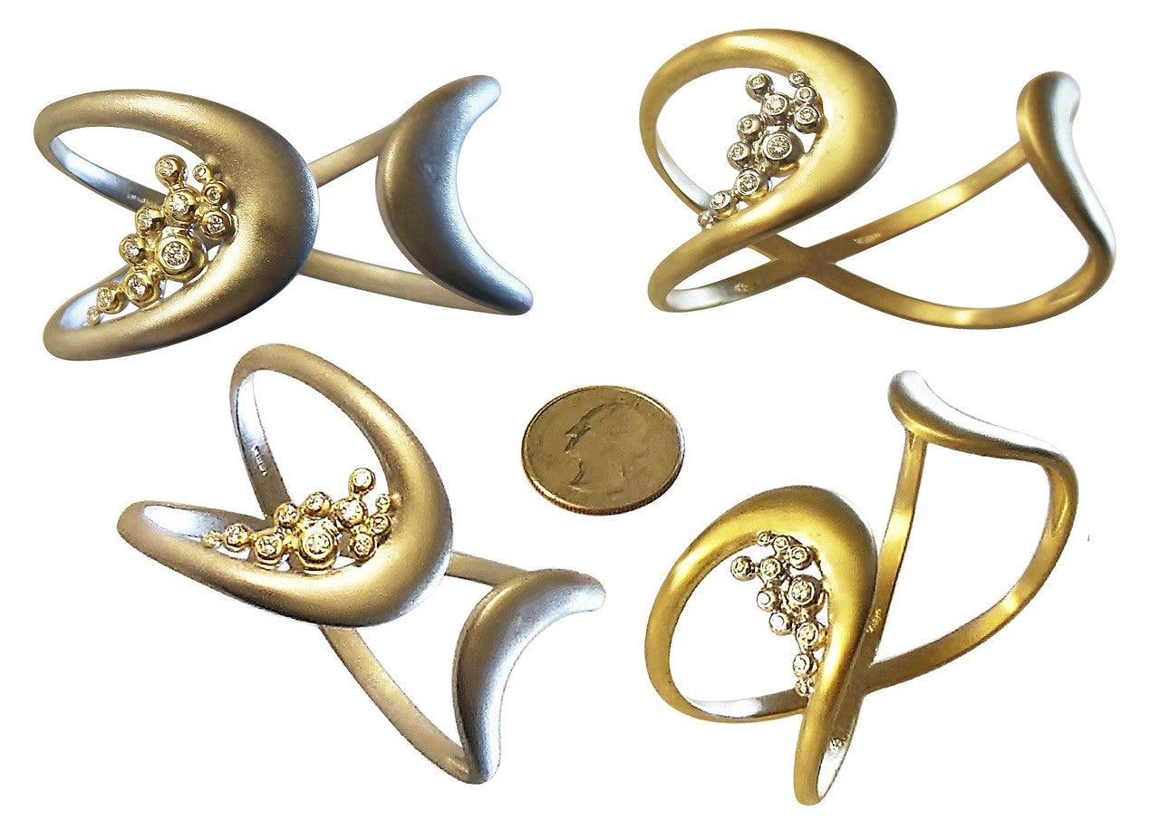 Infinity Cuff Bracelet: Overflowing Diamond Dots. 14K Gold-19